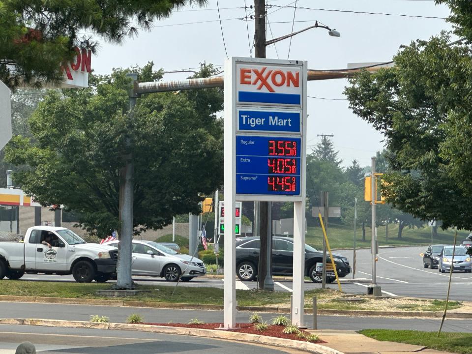 Gas prices at an Exxon station in Vienna, Virginia on June 29, 2023.