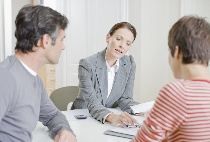Employees having a meeting.