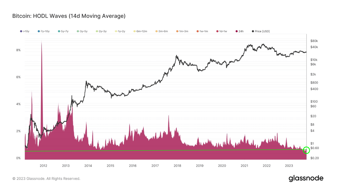 24 Hour HODL Waves: (Source: Glassnode)