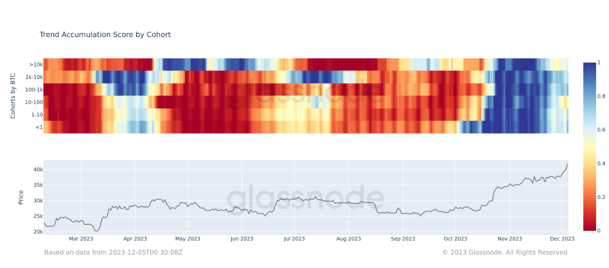 Accumulation Trend Score by Cohort: (Source: Glassnode)