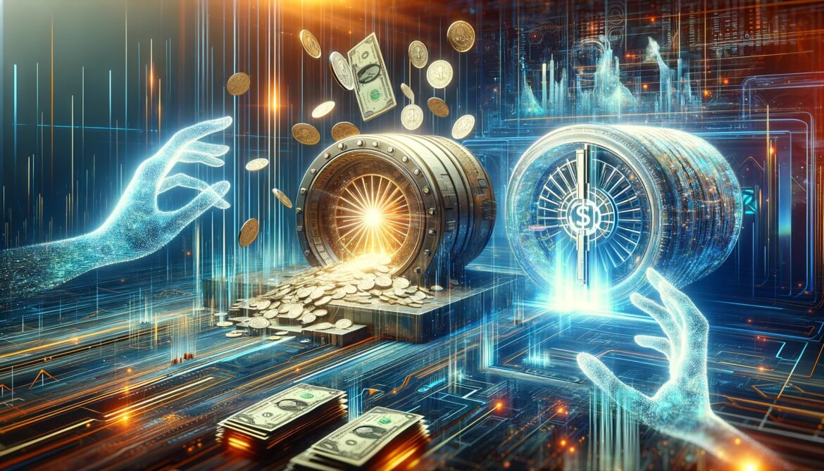 DALL·E-2023-12-01-17.33.30-A-futuristic-and-dynamic-landscape-image-representing-a-financial-recovery-story-for-KyberSwap-Treasury.-The-focus-is-on-a-large-glowing-digital-vaul.jpg