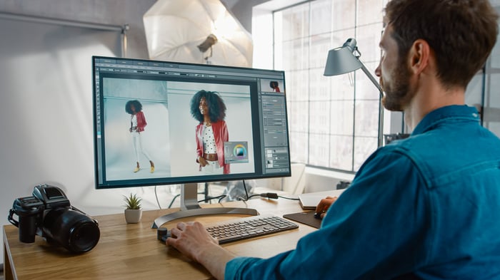 A person editing a photo.